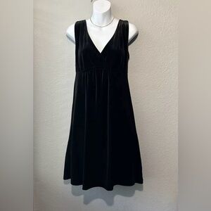 Vintage Old Navy Velvet Dress Babydoll Fit To Flair Fairy Black Medium Y2K